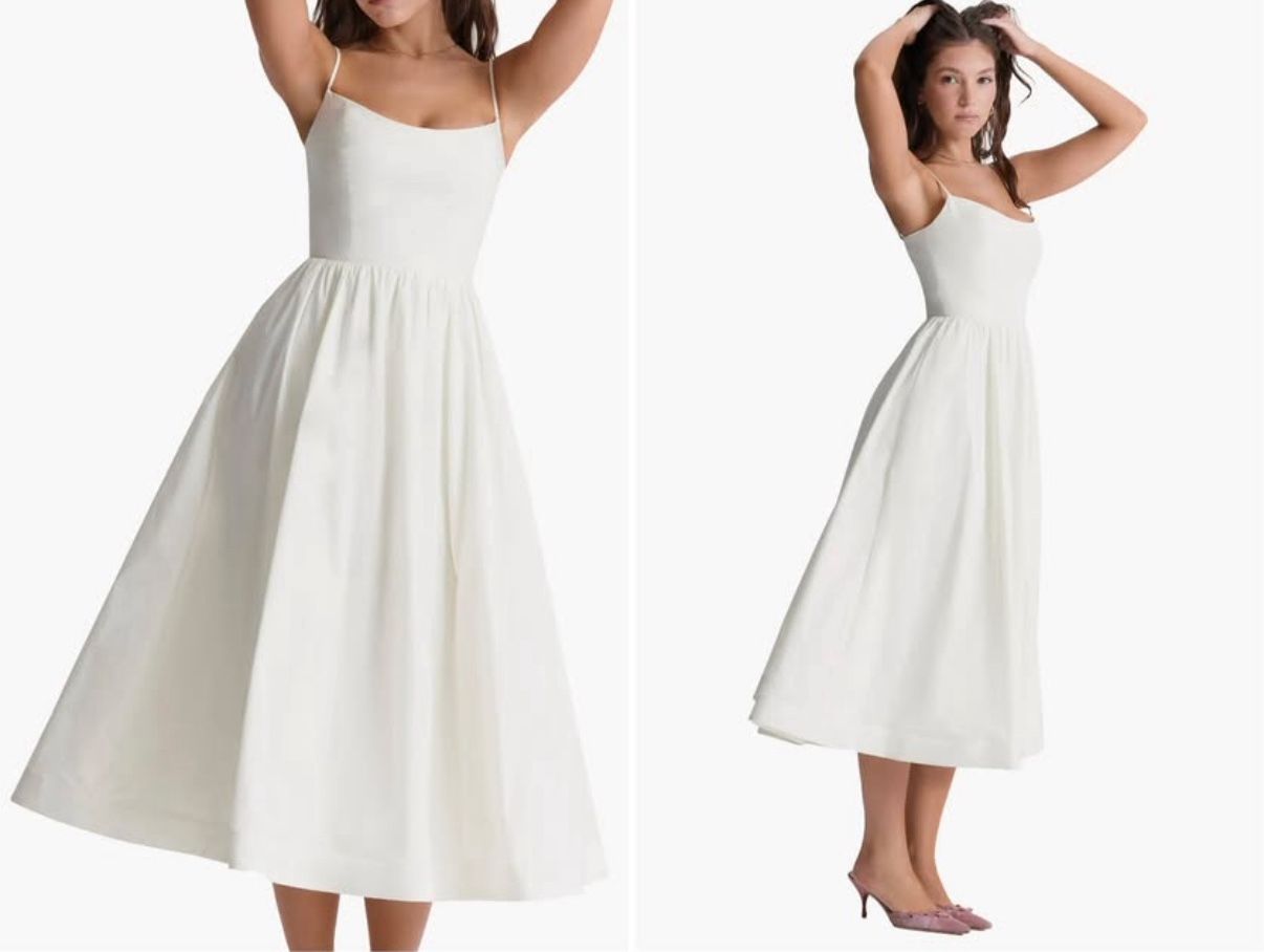Corset Cotton Blend Fit And Flare Dress