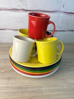 Fiesta Ware Dishes Lot 11pc Multicolor Plates Mugs
