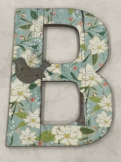 Modern decorative floral wooden letter 'B'