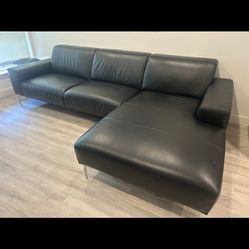 Dania Black Leather Couch / Sectional