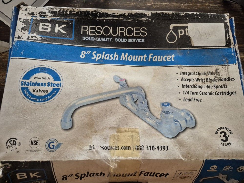 New 8 Inch Commercial Splash Mount Faucet Stainless Steel