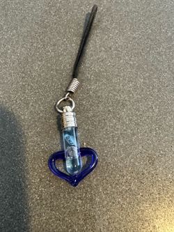 Blue heart vial charm keychain