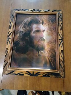 Head of Jesus Christ Framed Hologram 3-D 19" x 15"