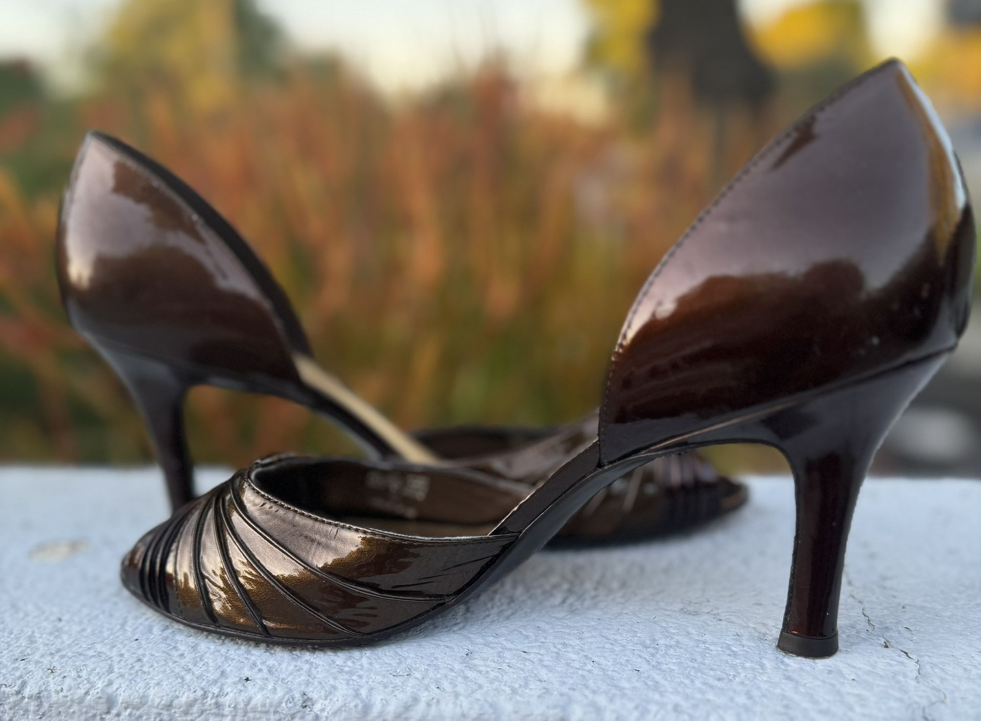 Antonio Melani Womens Voila Dark Chili Open Toe 3.25" Heels 8M 