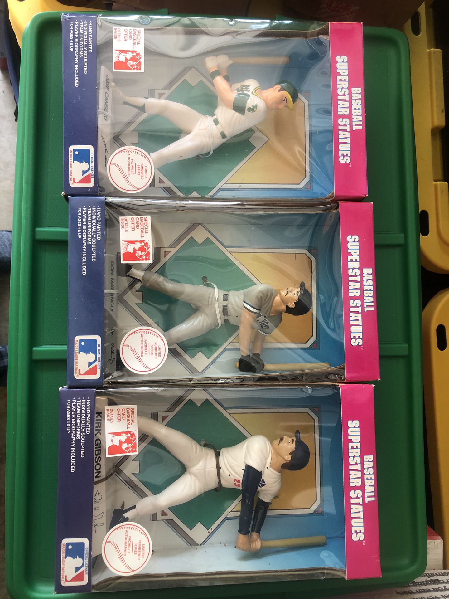 3 1988 Baseball Superstar Statues -Mattingly Gibson Canseco