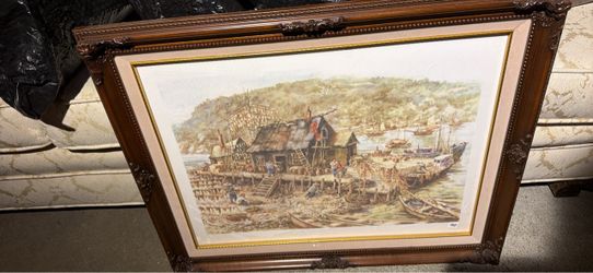 Framed Harbour Scene Art Print