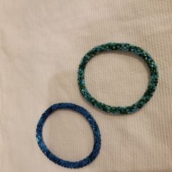 Blue And Green Beaded Bracelets
