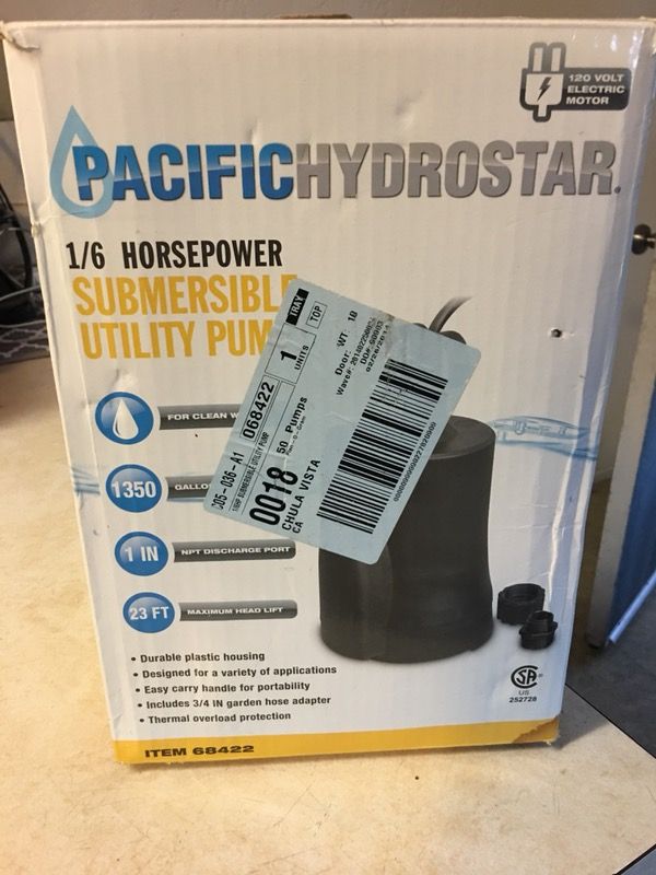 Pacific hydrostar submersible utility pump 1/6 horsepower