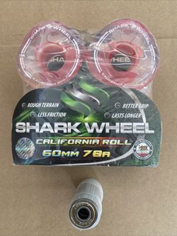 Shark Wheels & Bearings Longboard skateboard Cali Roll 60mm 78a clear red core