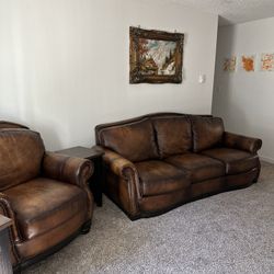 Italian Leather Couch And Chair 