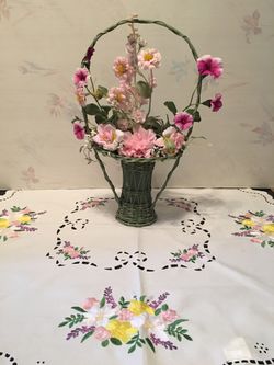 Spring flower basket, wedding decor, home decor