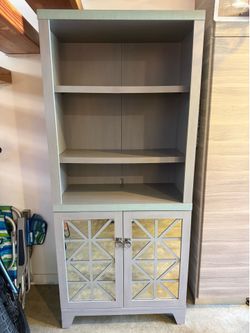Bookcase/Shelving with Storage - Gray and Mirrored