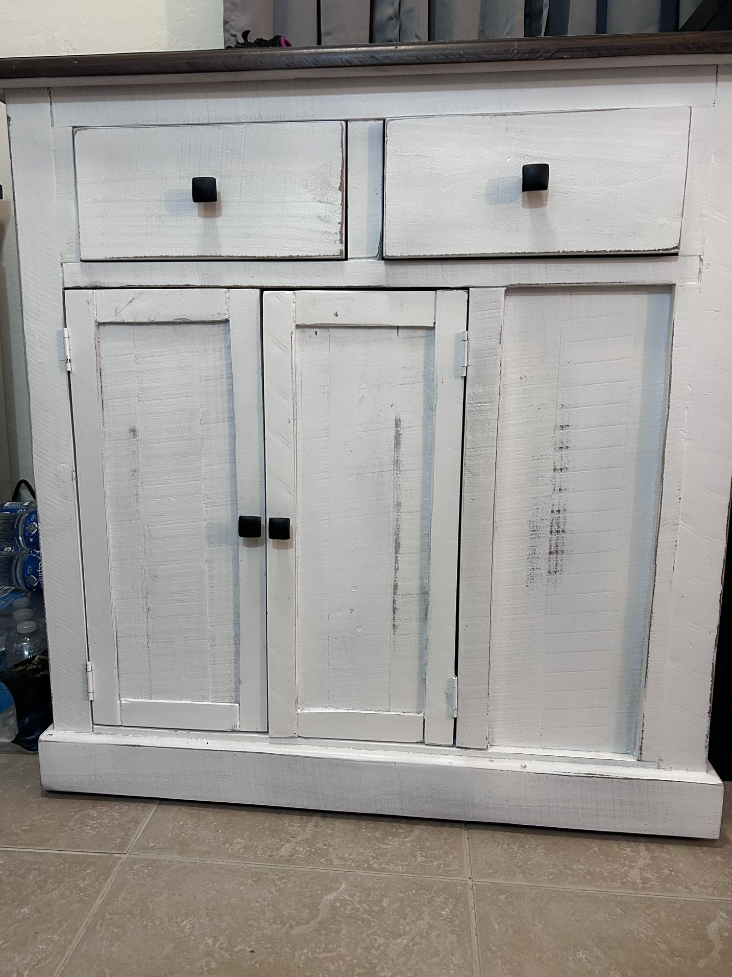 City Furniture White Washed Kitchen Cabinet/island