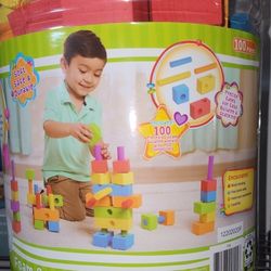 Spark Create Imagine Foam Peg Building Blocks, 100 Pieces, Baby and Toddler Toys