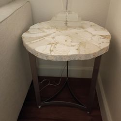 Tate Spot Table – Unique Fossil Shell & Iron Accent – Receipt Included