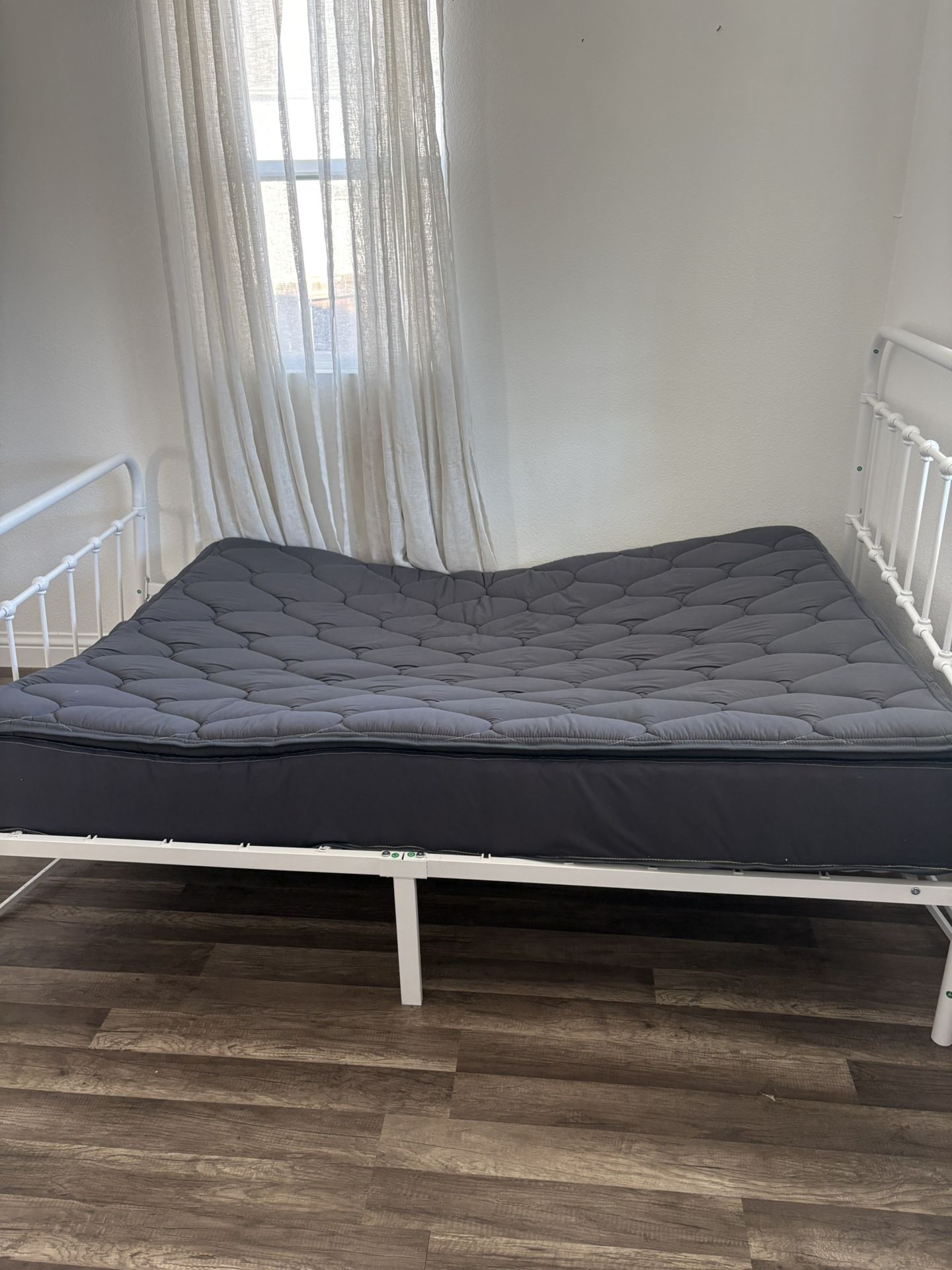 Full Mattress , White Bed Frame