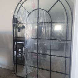 Window Pane Metal Wall Mirror