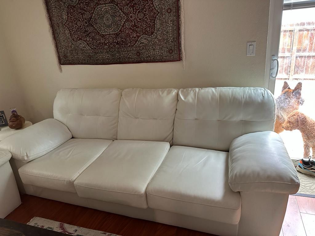 Sofa Set White Leather 