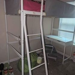 Twin Bed With Ladder Attachment, Desk,rolling Chair 