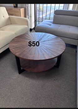 New  Assembled 33.5” X 18” Round Cocktail brown Table