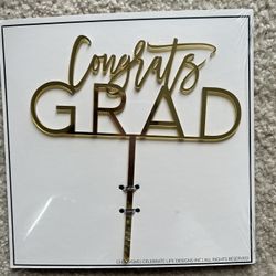 New Gold Acrylic “Congrats Grad” Cake Topper