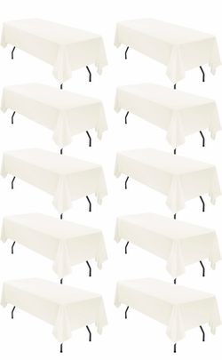 fani 10 Packs Ivory Tablecloth - 60 × 102 Inch for 6Ft Tables Washable Polyester Fabric, Stain Wrinkle Resistant Rectangle Table Cloth for Wedding Ban