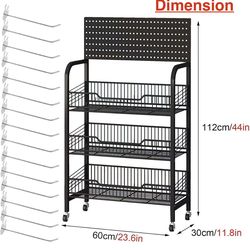 🥨Large Floor Supermarket Snack Organizer Carts with Removable Hanging Hook, Space Saving (Size : 3-Tier)