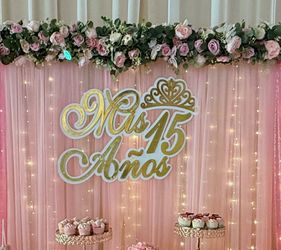 Letrero de Quince años para mesa de postres