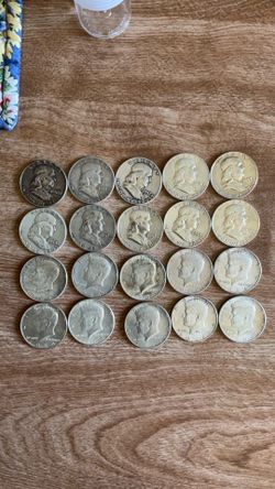 10 1964 Kennedy and 10 Franklin Silver Half Dollars   90% Silver