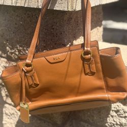 Ralph Lauren RLL Tan Pebbled Leather Tote Bag