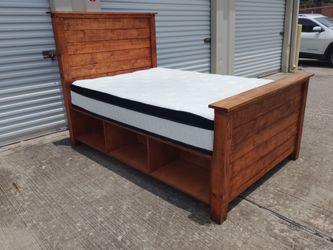 Full size bed frame solid wood