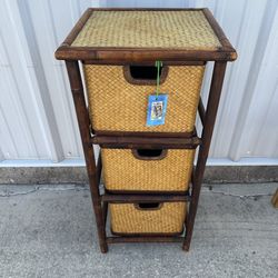 Woven Rattan Storage Unit Three Deep  Drawers