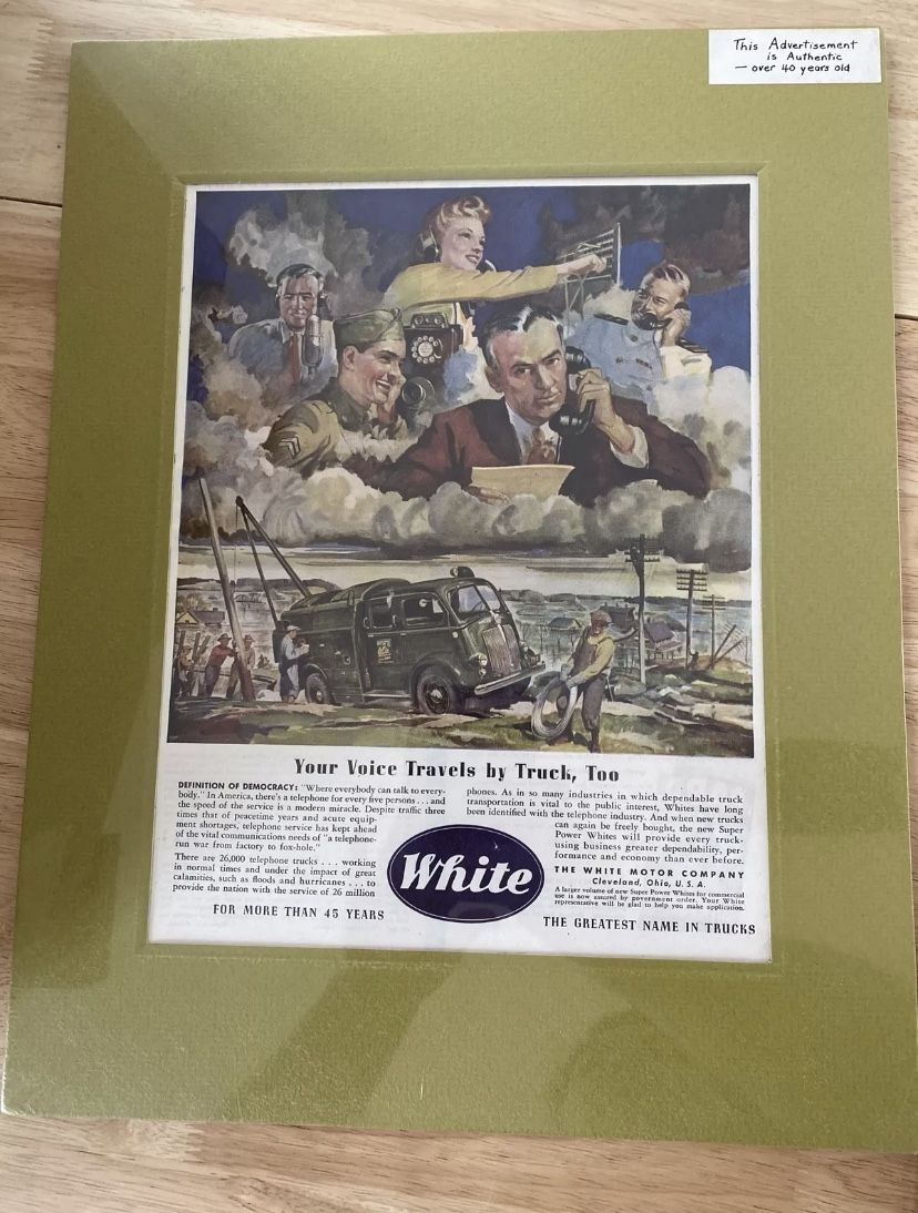 Authentic The Saturday Evening Post 1945 Ad -“Your Voice Travels By Truck, Too”