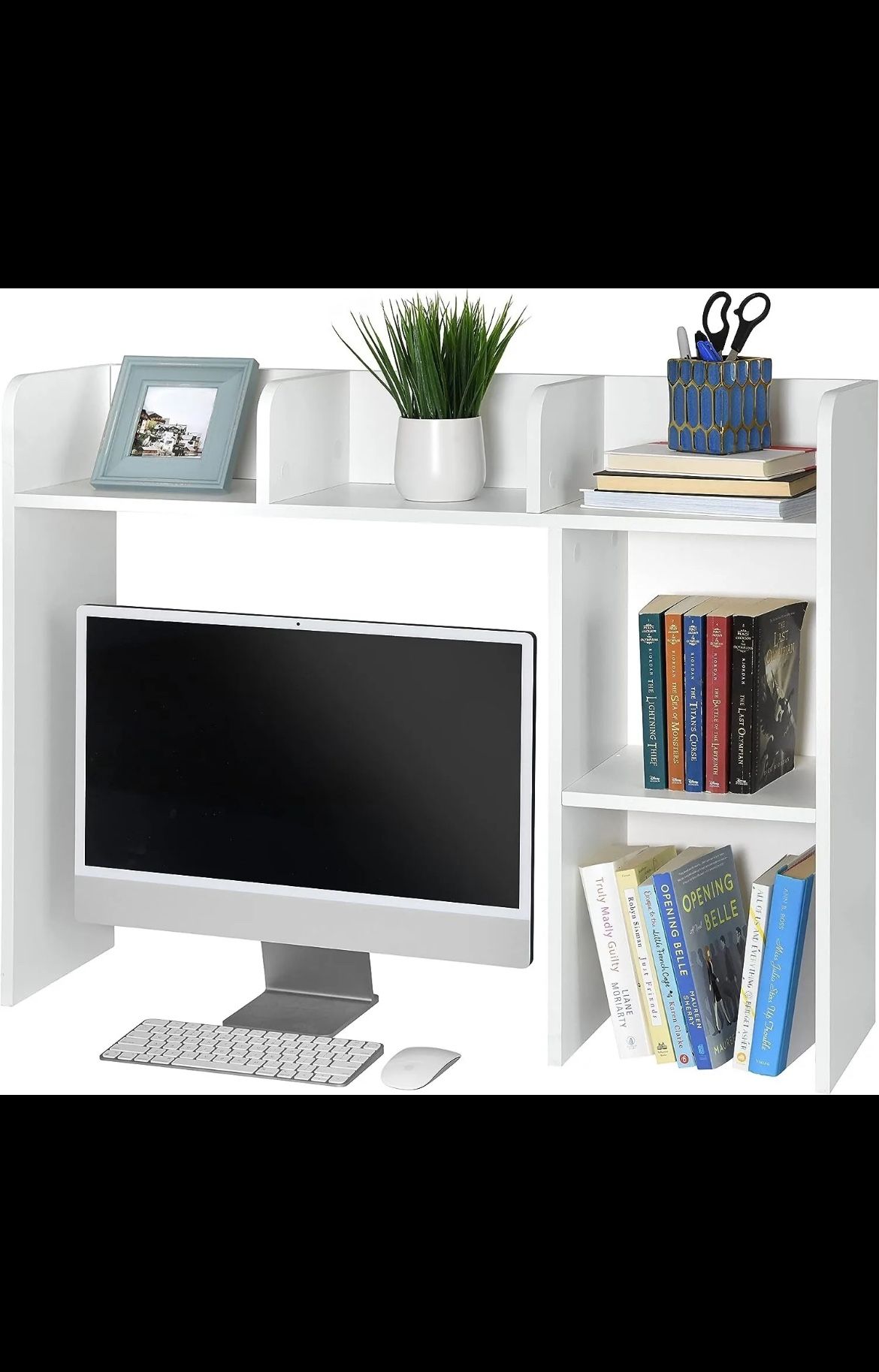 Desk Bookshelf Desktop Storage Organizer Display Shelf Rack Dorm Office White