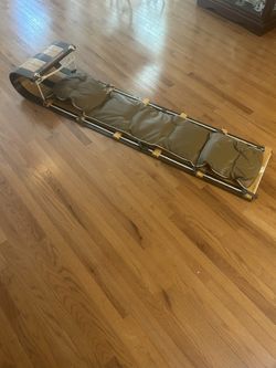 1960s Vintage Adirondack 6’ Toboggan Sled w/ Brown Padded Vinyl Cushion