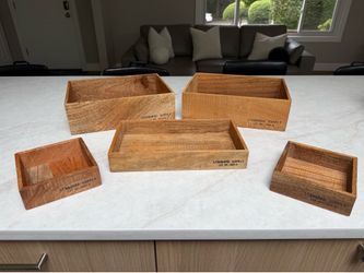 H&M Natural Wood storage bins and trinket trays - set of 5