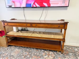 Elegant Solid Wood Console Table with Drawers & Shelves