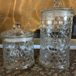 Honey Bee comb Glass Canisters Set 2