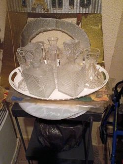 Vintage 1960s Diamond Accented Glass Decanters, Pair