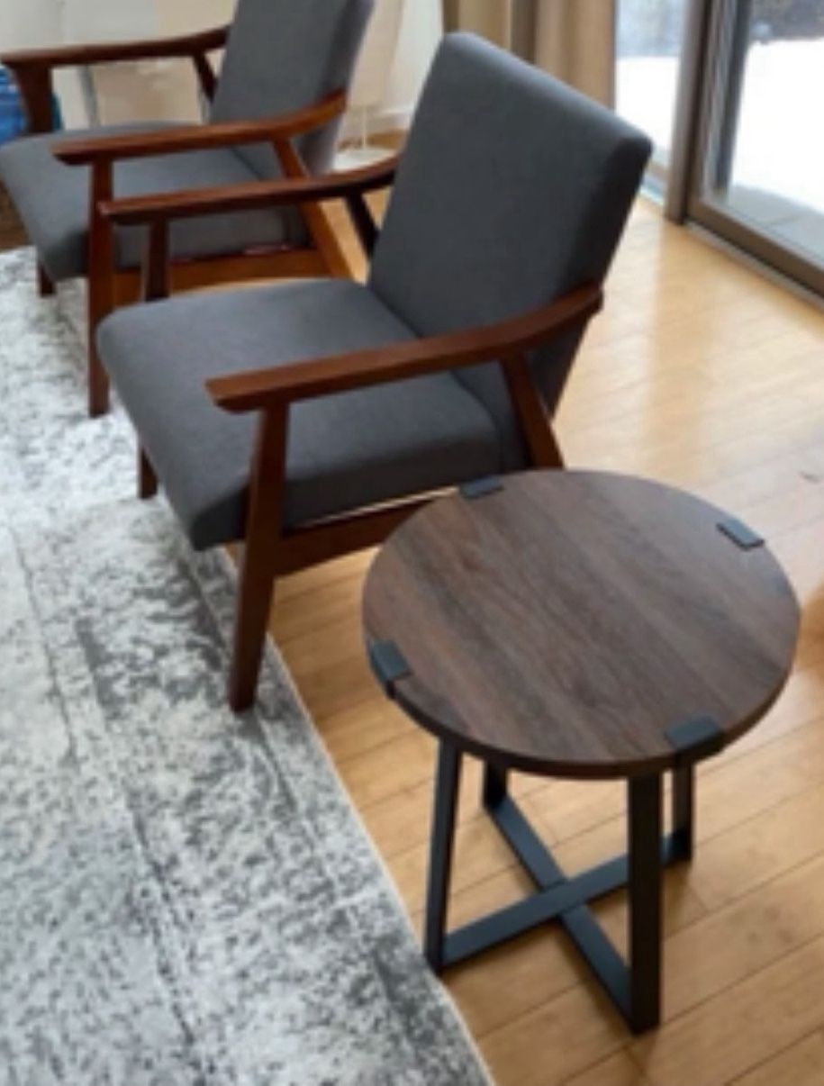 New Set of 2 Dark Walnut Side End Accent Tables