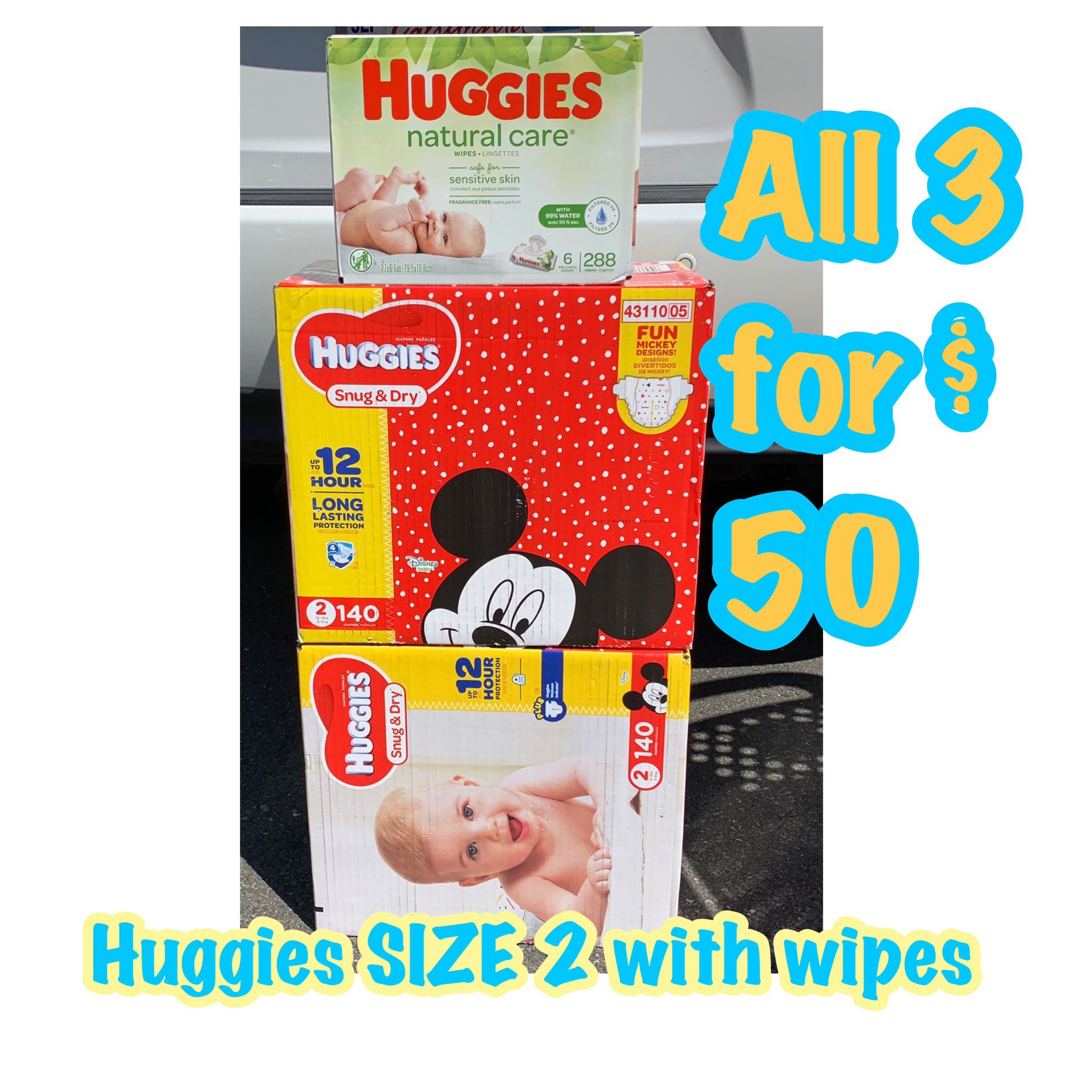 Huggies Size 2 diapers with wipes bundle