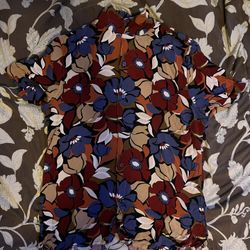 Express Multicolored Floral Button Up; Small
