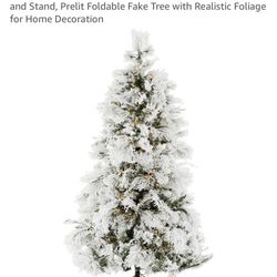 Fraser Hill Farm 12-Ft. Snowy Pine Flocked Artificial Christmas Tree with White Incandescent Smart Lights