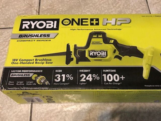Ryobi One+ 18V Compact Brushless One-Handed Reciprocating Saw Tool Only PSBRS01B