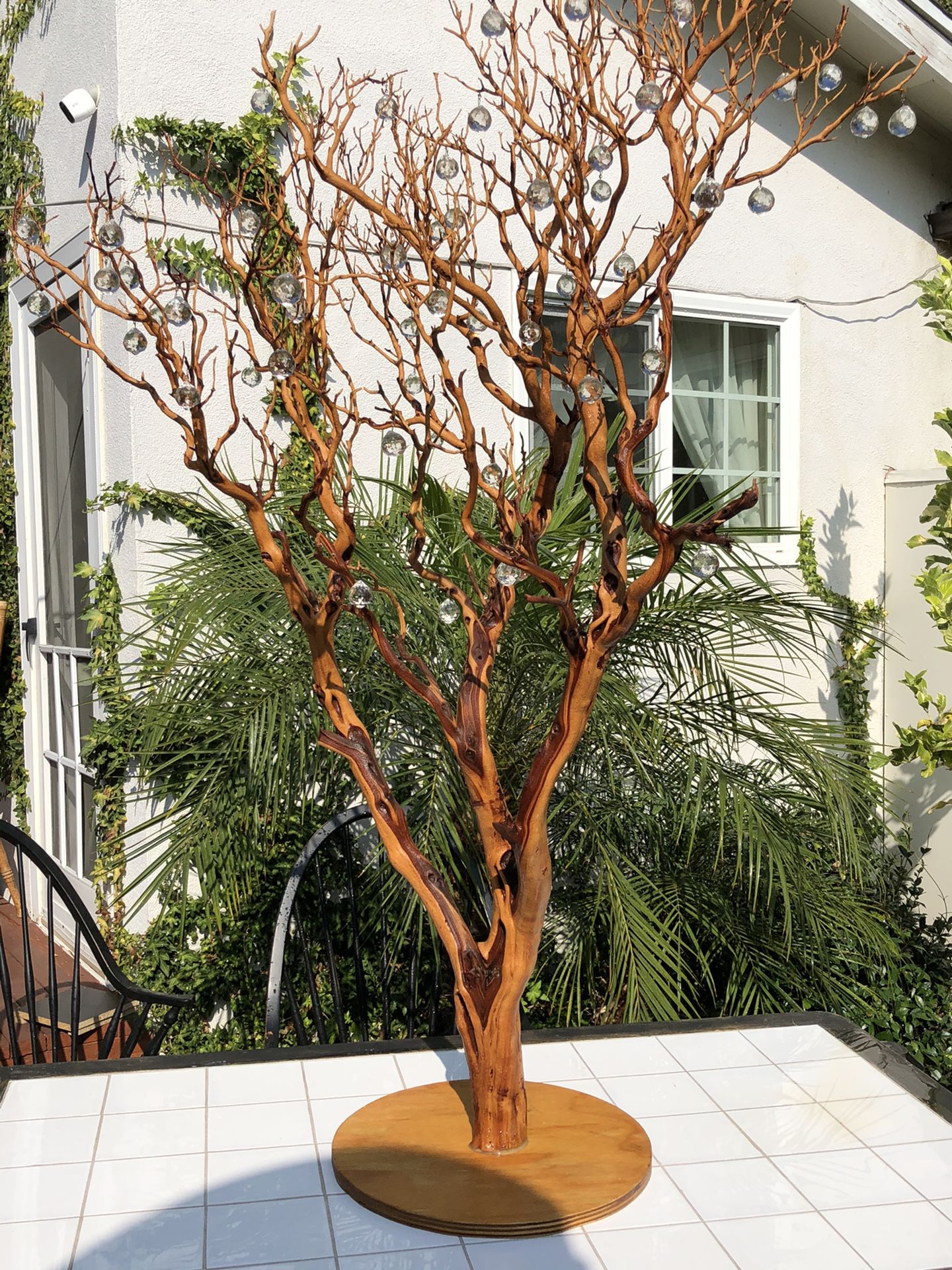 decorative natural wooden tree already designed with crystals.