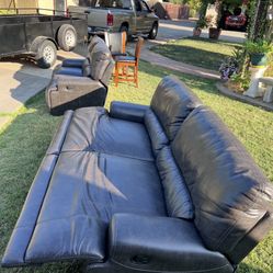 Leather couches like new for sale 500 for the set one big one small fully recline