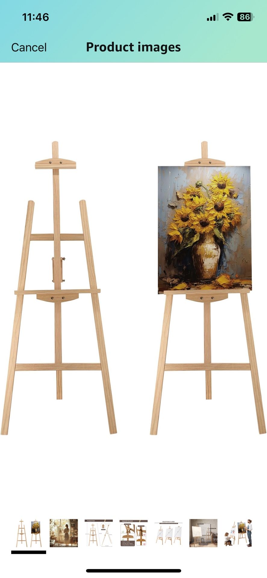 2 Adjustable Wooden Easels