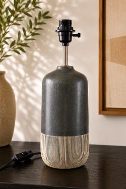 World Market Modern Ceramic Table Lamp Gray Cream Japandi Boho
