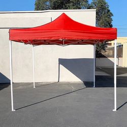(NEW) $99 Outdoor 10x10 FT EZ PopUp Party Tent Patio Canopy Shelter w/ Carry Bag (Black/Red)