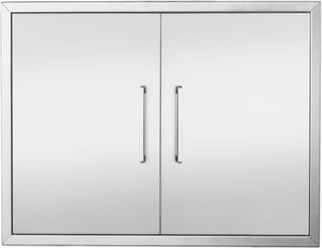 New Outdoor Kitchen Doors, 28 Inches Wide x 21 Inches High, Stainless Steel Double Access Door, Flush Mount for Outdoor Kitchen Island